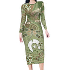Personalised NAIDOC Week 2026 Long Sleeve Bodycon Dress Dragonfly Australian Aboriginal Art