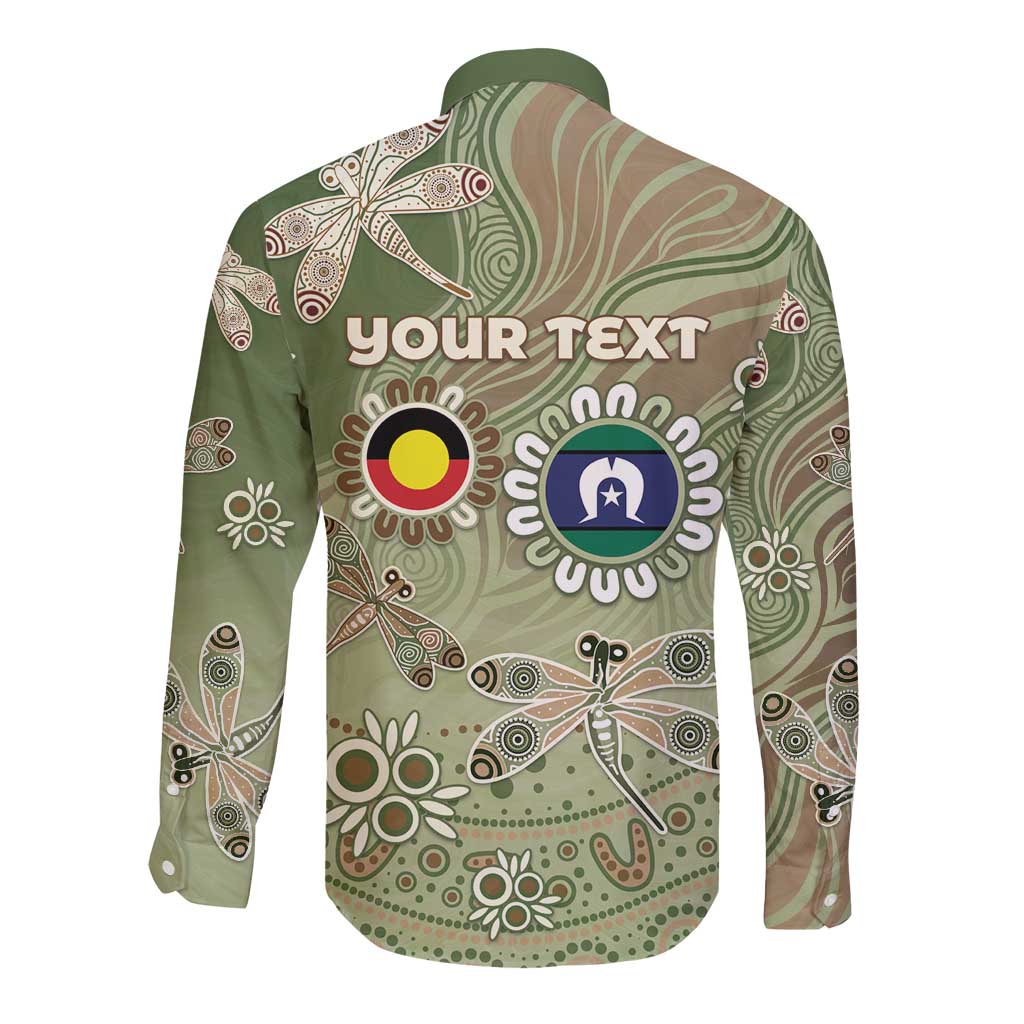 Personalised NAIDOC Week 2026 Long Sleeve Button Shirt Dragonfly Australian Aboriginal Art