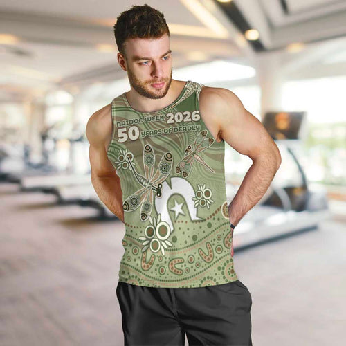 Personalised NAIDOC Week 2026 Men Tank Top Dragonfly Australian Aboriginal Art