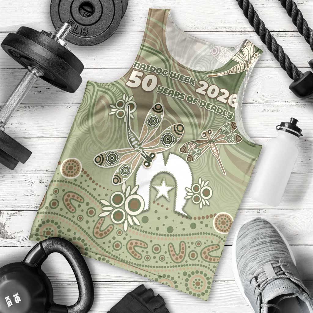 Personalised NAIDOC Week 2026 Men Tank Top Dragonfly Australian Aboriginal Art