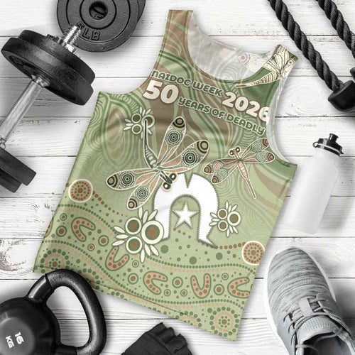 Personalised NAIDOC Week 2026 Men Tank Top Dragonfly Australian Aboriginal Art