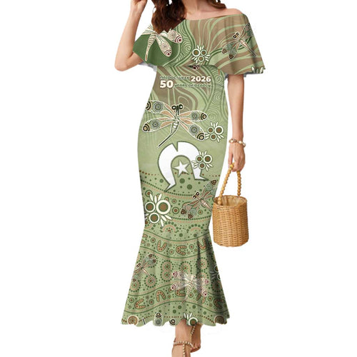 Personalised NAIDOC Week 2026 Mermaid Dress Dragonfly Australian Aboriginal Art