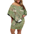 Personalised NAIDOC Week 2026 Off Shoulder Short Dress Dragonfly Australian Aboriginal Art