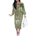 Personalised NAIDOC Week 2026 Off The Shoulder Long Sleeve Dress Dragonfly Australian Aboriginal Art