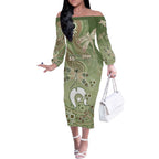 Personalised NAIDOC Week 2026 Off The Shoulder Long Sleeve Dress Dragonfly Australian Aboriginal Art