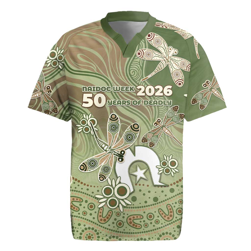 Personalised NAIDOC Week 2026 Rugby Jersey Dragonfly Australian Aboriginal Art