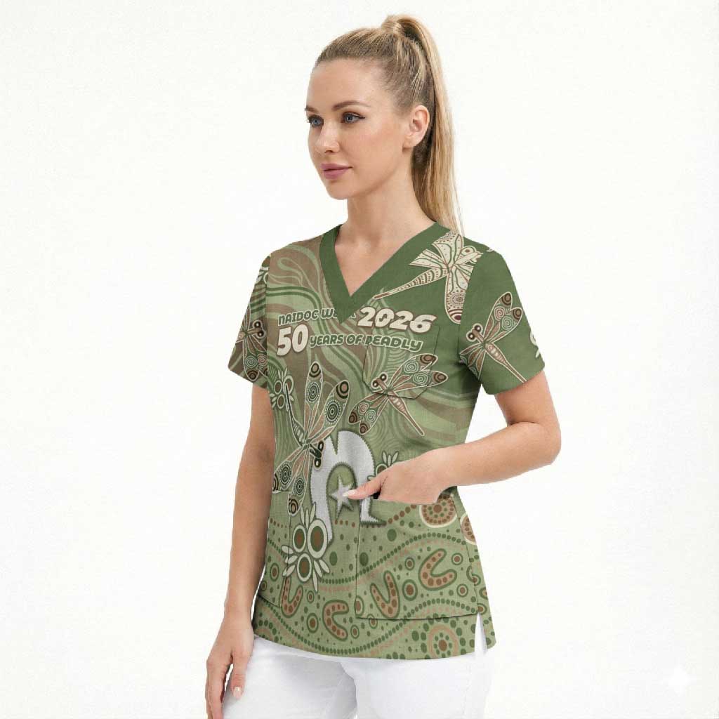 Personalised NAIDOC Week 2026 Scrub Top Dragonfly Australian Aboriginal Art