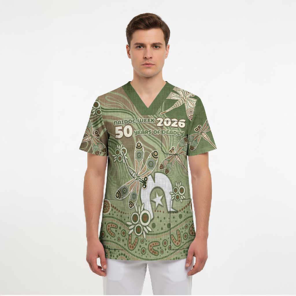 Personalised NAIDOC Week 2026 Scrub Top Dragonfly Australian Aboriginal Art