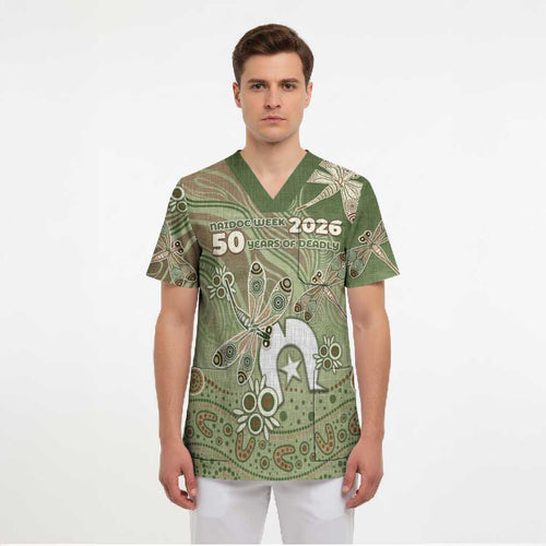 Personalised NAIDOC Week 2026 Scrub Top Dragonfly Australian Aboriginal Art
