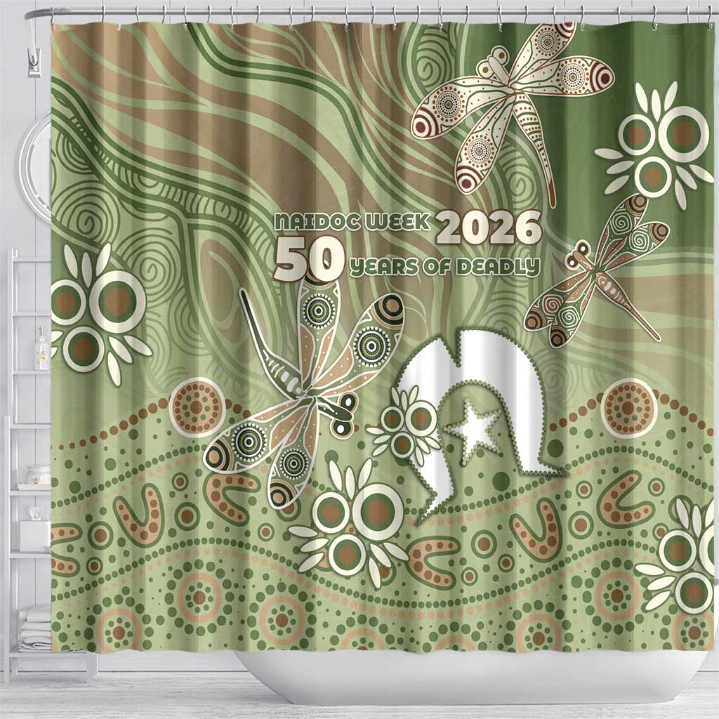 NAIDOC Week 2026 Shower Curtain Dragonfly Australian Aboriginal Art
