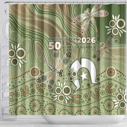 NAIDOC Week 2026 Shower Curtain Dragonfly Australian Aboriginal Art