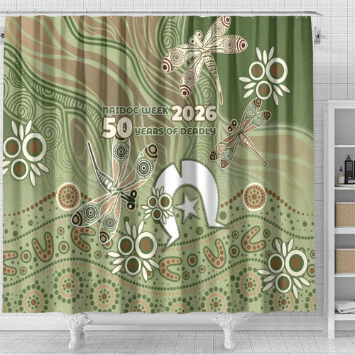 NAIDOC Week 2026 Shower Curtain Dragonfly Australian Aboriginal Art