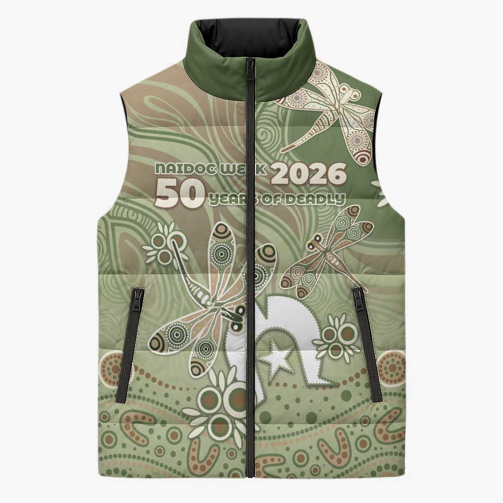 Personalised NAIDOC Week 2026 Sleeveless Puffer Jacket Dragonfly Australian Aboriginal Art