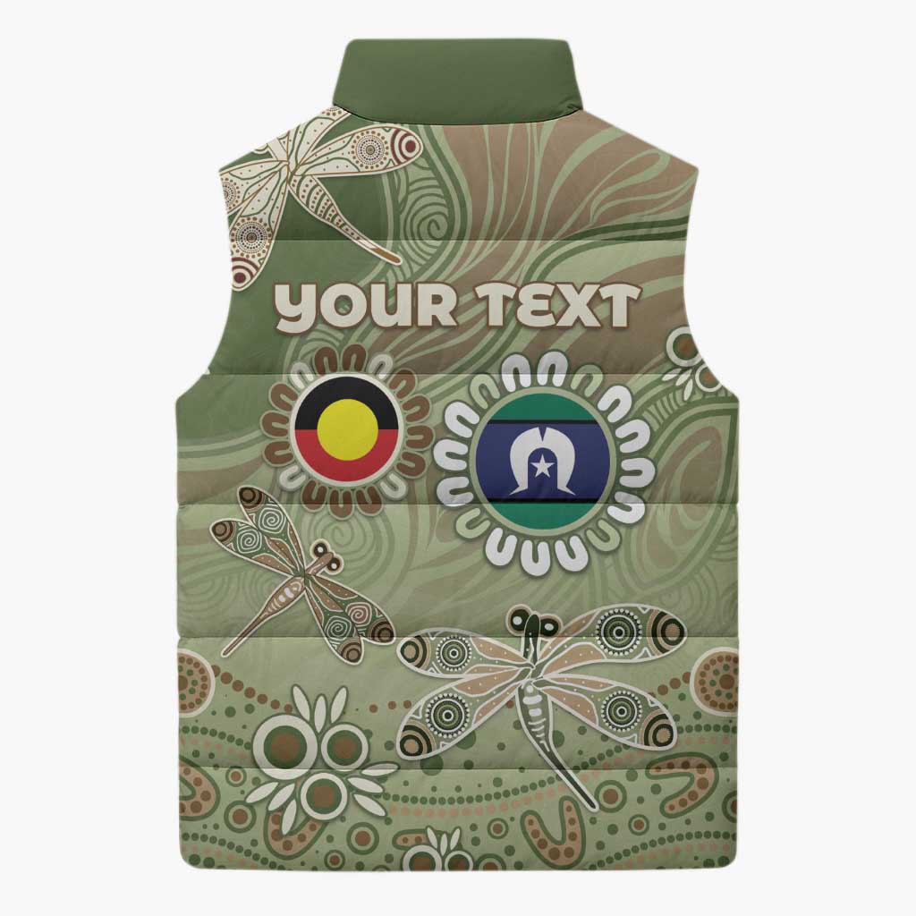 Personalised NAIDOC Week 2026 Sleeveless Puffer Jacket Dragonfly Australian Aboriginal Art