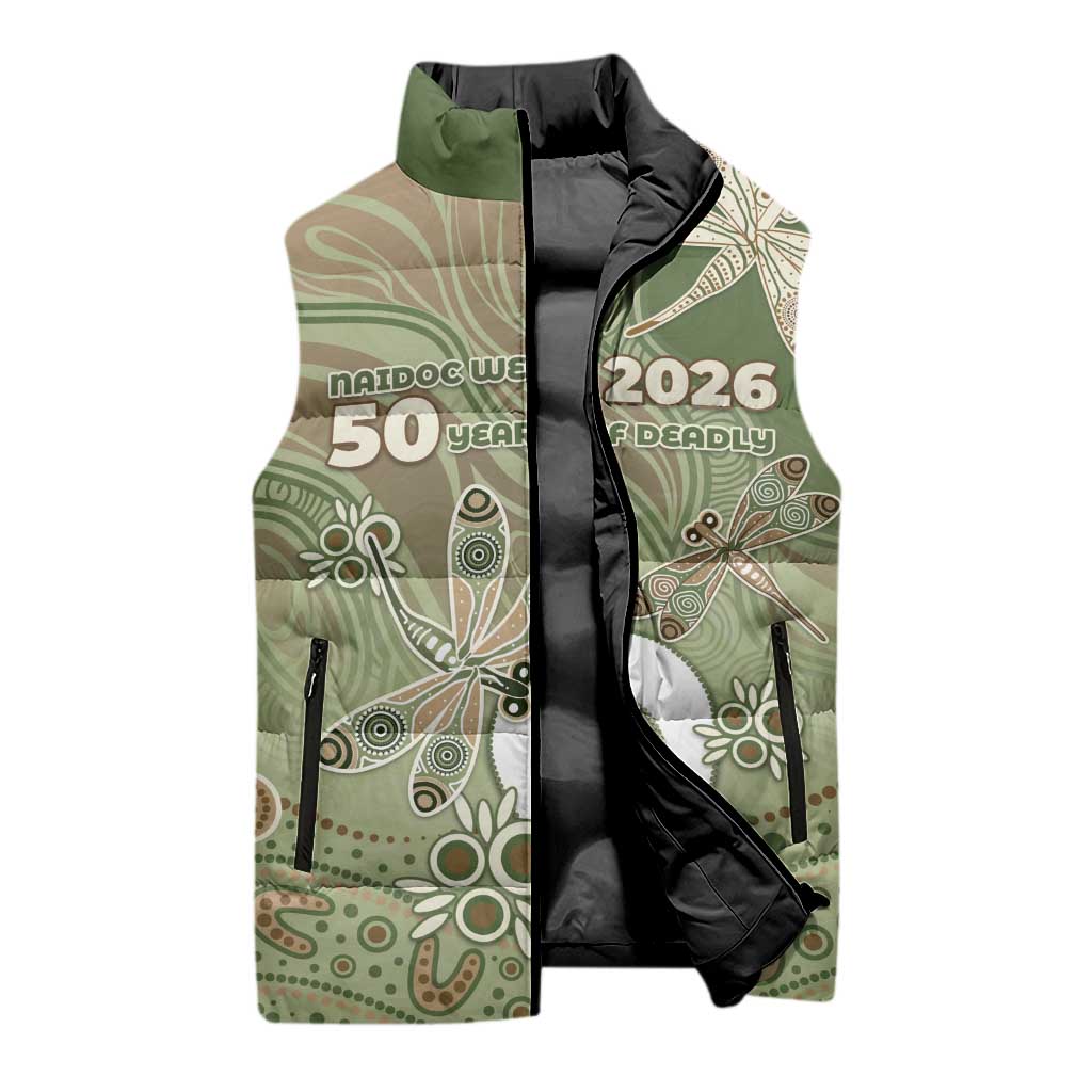 Personalised NAIDOC Week 2026 Sleeveless Puffer Jacket Dragonfly Australian Aboriginal Art