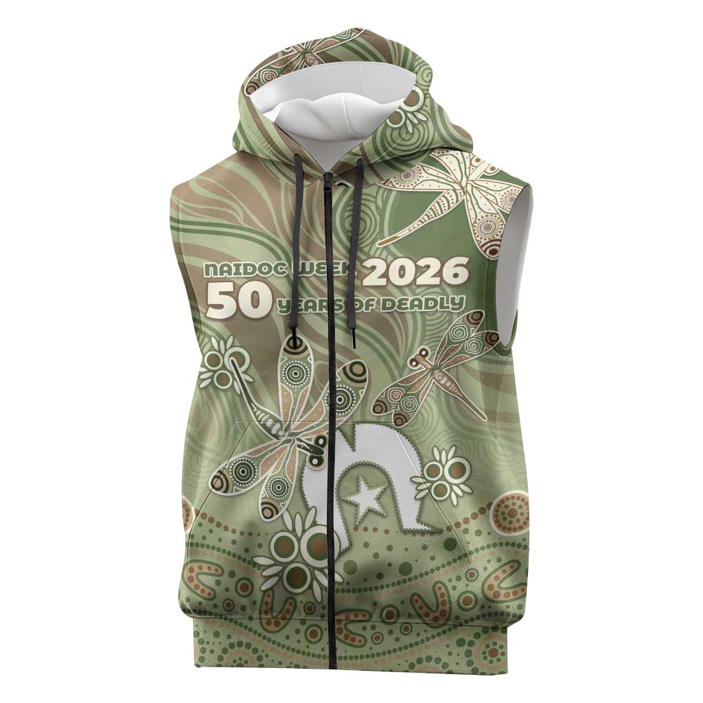 Personalised NAIDOC Week 2026 Sleeveless Zip Hoodie Dragonfly Australian Aboriginal Art