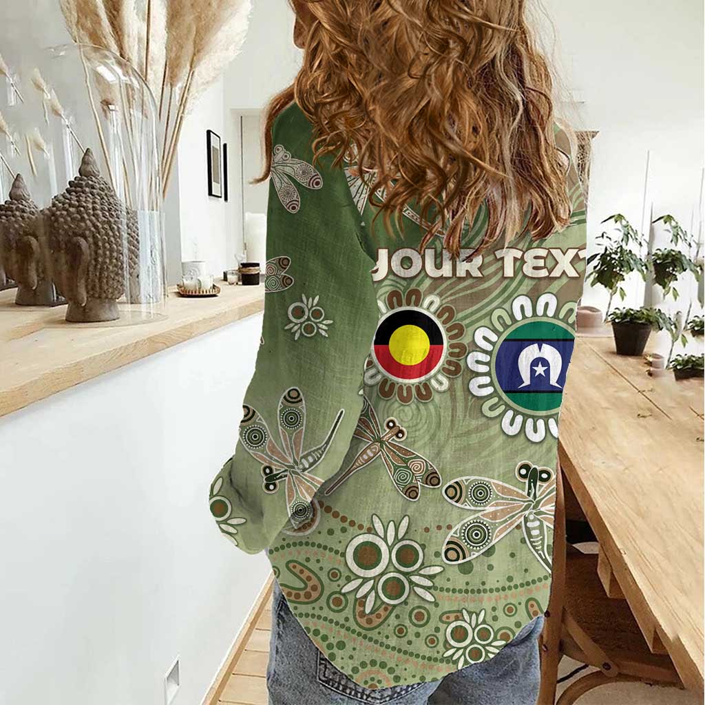 Personalised NAIDOC Week 2026 Women Casual Shirt Dragonfly Australian Aboriginal Art