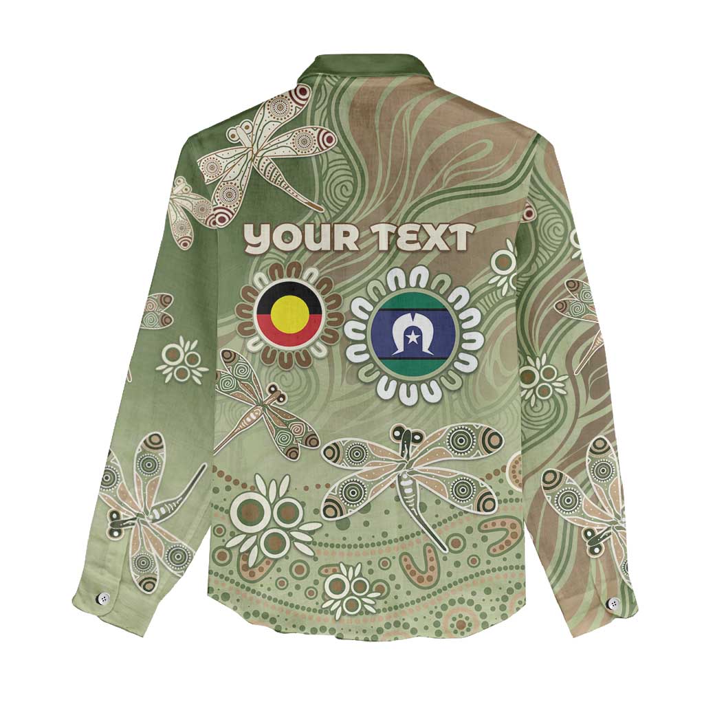 Personalised NAIDOC Week 2026 Women Casual Shirt Dragonfly Australian Aboriginal Art
