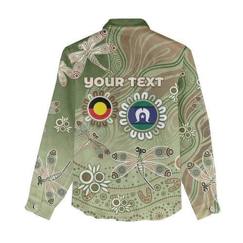 Personalised NAIDOC Week 2026 Women Casual Shirt Dragonfly Australian Aboriginal Art