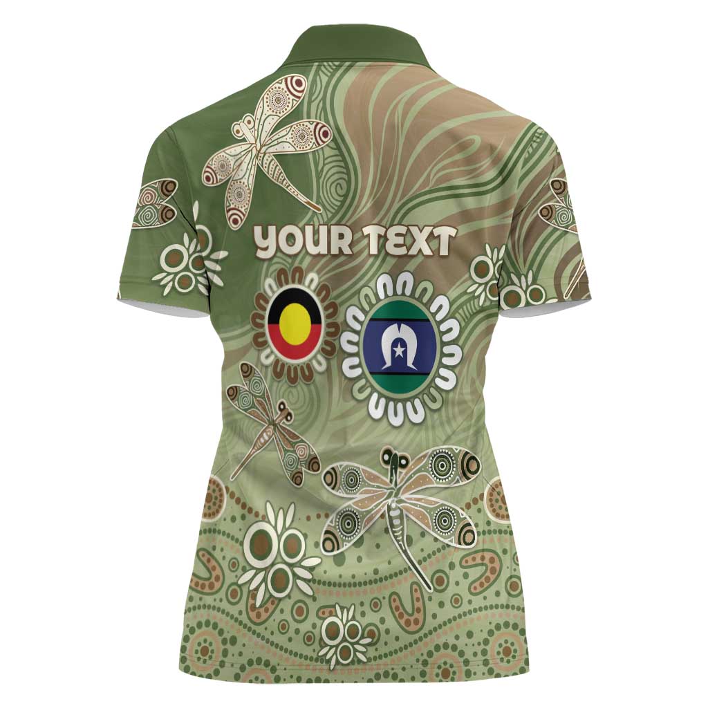 Personalised NAIDOC Week 2026 Women Polo Shirt Dragonfly Australian Aboriginal Art