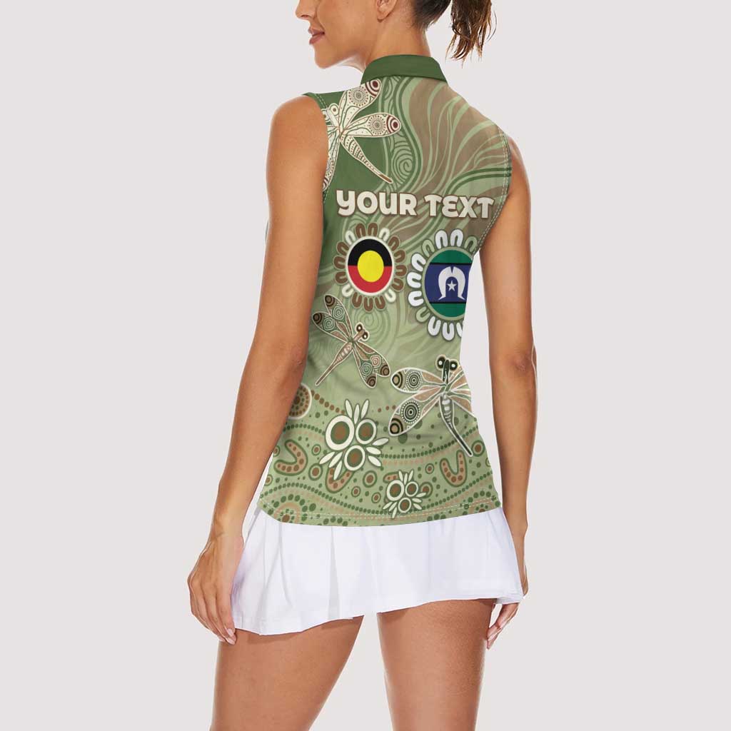 Personalised NAIDOC Week 2026 Women Sleeveless Polo Shirt Dragonfly Australian Aboriginal Art