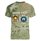 Personalised NAIDOC Week 2026 Women V-Neck T-Shirt Dragonfly Australian Aboriginal Art