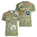 Personalised NAIDOC Week 2026 Women V-Neck T-Shirt Dragonfly Australian Aboriginal Art