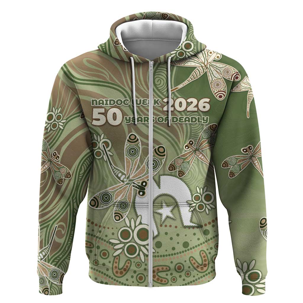 Personalised NAIDOC Week 2026 Zip Hoodie Dragonfly Australian Aboriginal Art