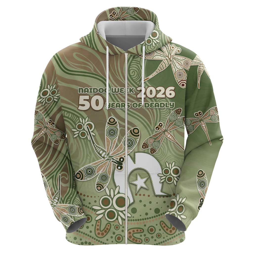 Personalised NAIDOC Week 2026 Zip Hoodie Dragonfly Australian Aboriginal Art