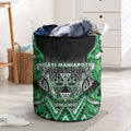Aotearoa Ngati Maniapoto Laundry Basket Maori Tribal Green Paua Shell Pattern