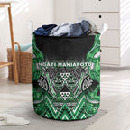 Aotearoa Ngati Maniapoto Laundry Basket Maori Tribal Green Paua Shell Pattern