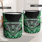 Aotearoa Ngati Maniapoto Laundry Basket Maori Tribal Green Paua Shell Pattern