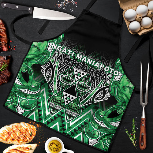 Aotearoa Ngati Maniapoto Apron Maori Tribal Green Paua Shell Pattern