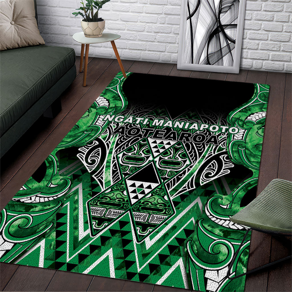 Aotearoa Ngati Maniapoto Area Rug Maori Tribal Green Paua Shell Pattern