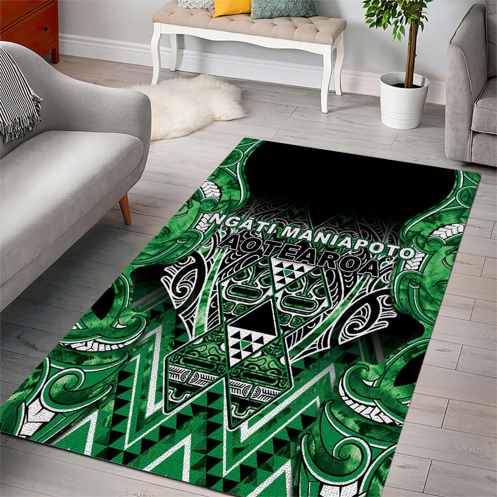 Aotearoa Ngati Maniapoto Area Rug Maori Tribal Green Paua Shell Pattern