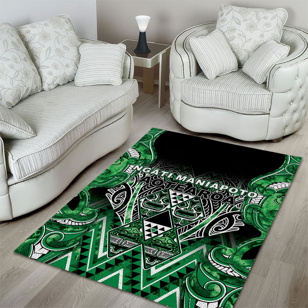 Aotearoa Ngati Maniapoto Area Rug Maori Tribal Green Paua Shell Pattern