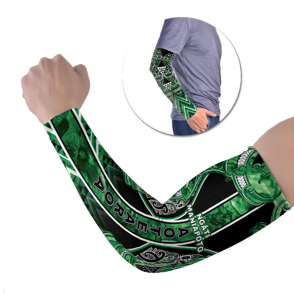 Aotearoa Ngati Maniapoto Arm Sleeves Maori Tribal Green Paua Shell Pattern
