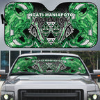 Aotearoa Ngati Maniapoto Auto Sun Shade Maori Tribal Green Paua Shell Pattern