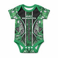 Aotearoa Ngati Maniapoto Baby Onesie Maori Tribal Green Paua Shell Pattern
