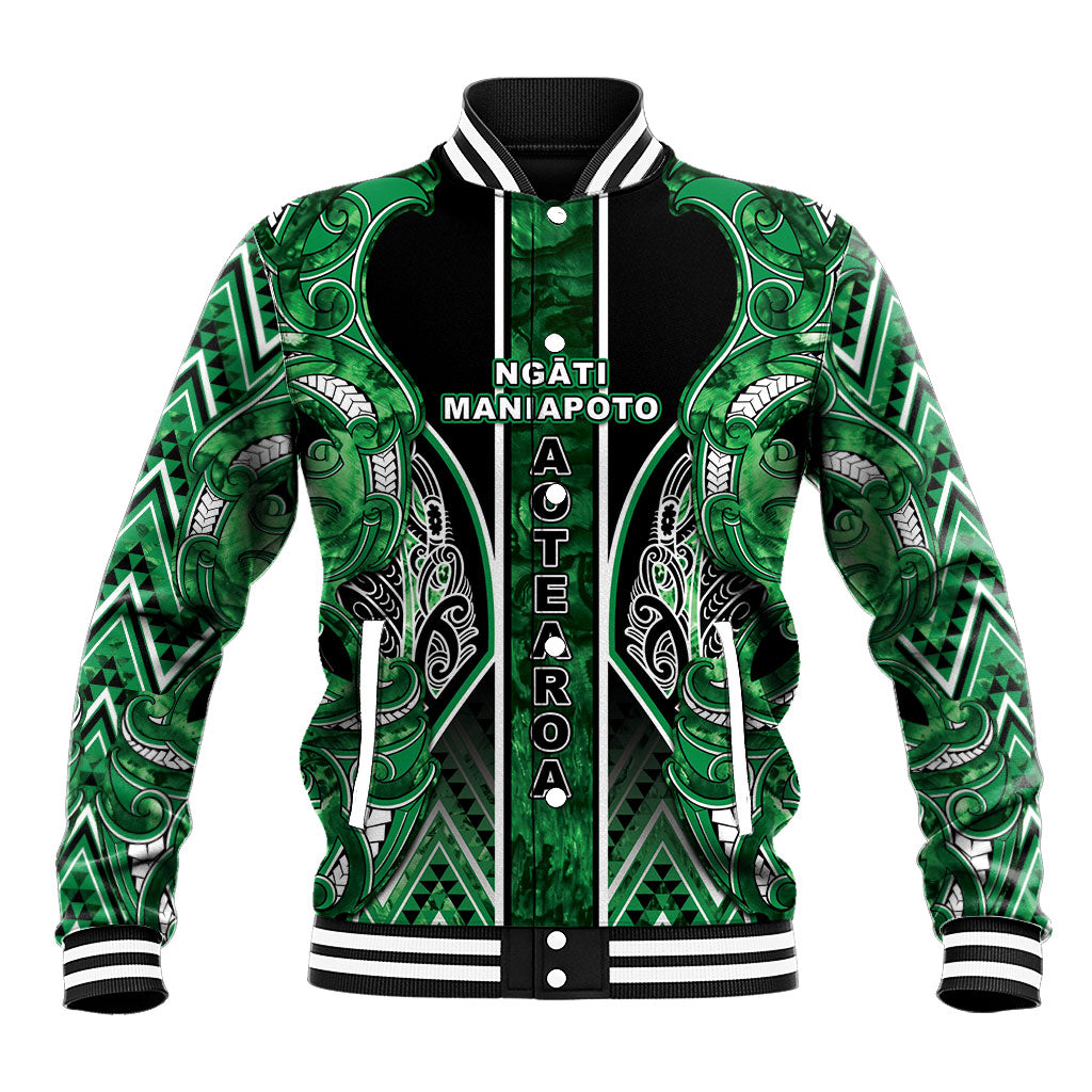 Aotearoa Ngati Maniapoto Baseball Jacket Maori Tribal Green Paua Shell Pattern