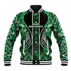 Aotearoa Ngati Maniapoto Baseball Jacket Maori Tribal Green Paua Shell Pattern