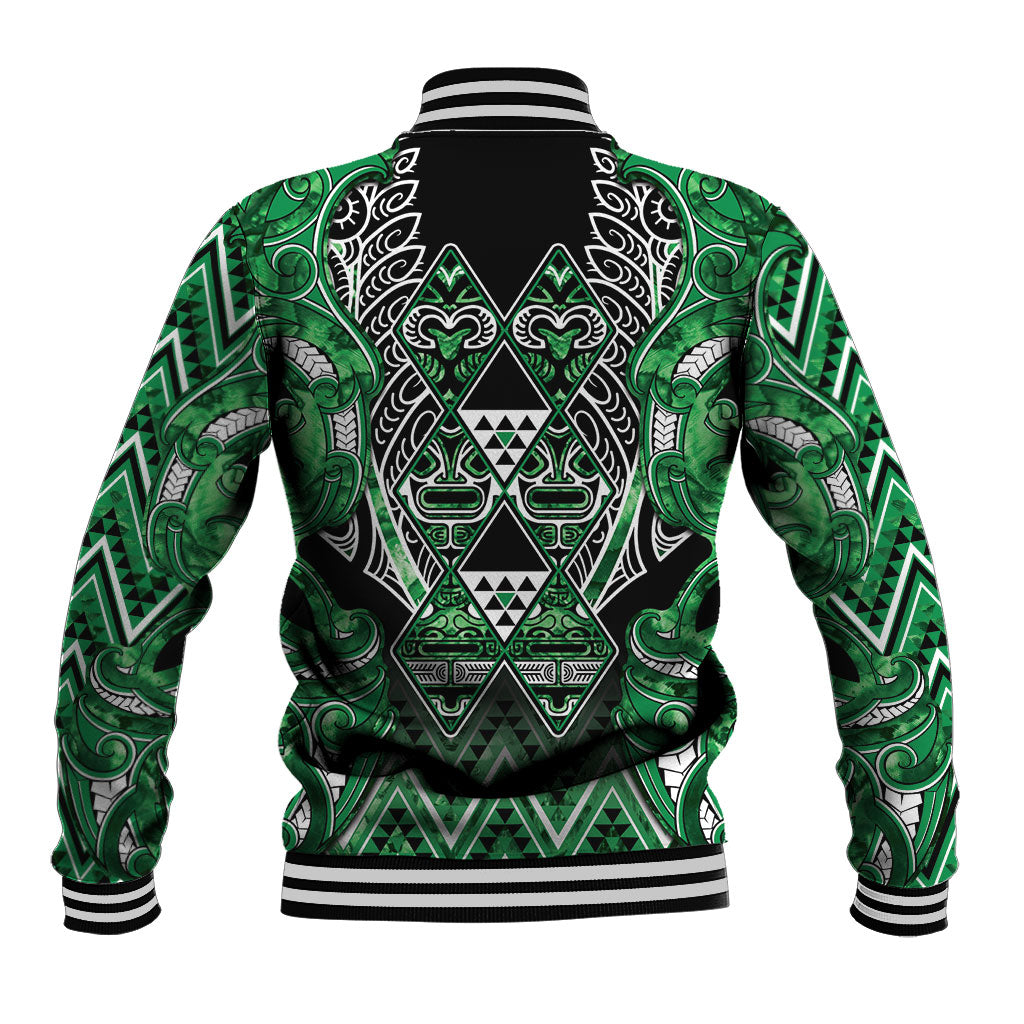 Aotearoa Ngati Maniapoto Baseball Jacket Maori Tribal Green Paua Shell Pattern