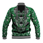 Aotearoa Ngati Maniapoto Baseball Jacket Maori Tribal Green Paua Shell Pattern