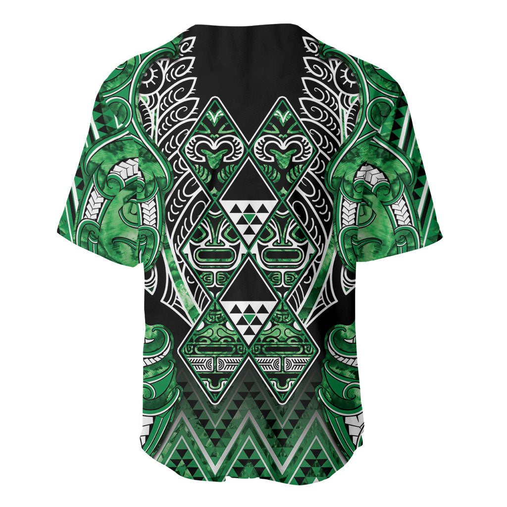 Aotearoa Ngati Maniapoto Baseball Jersey Maori Tribal Green Paua Shell Pattern
