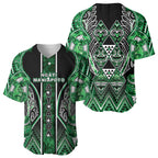 Aotearoa Ngati Maniapoto Baseball Jersey Maori Tribal Green Paua Shell Pattern