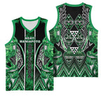 Aotearoa Ngati Maniapoto Basketball Jersey Maori Tribal Green Paua Shell Pattern