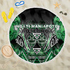 Aotearoa Ngati Maniapoto Beach Blanket Maori Tribal Green Paua Shell Pattern