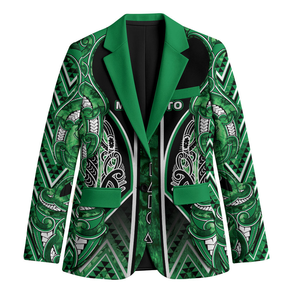 Aotearoa Ngati Maniapoto Blazer Maori Tribal Green Paua Shell Pattern