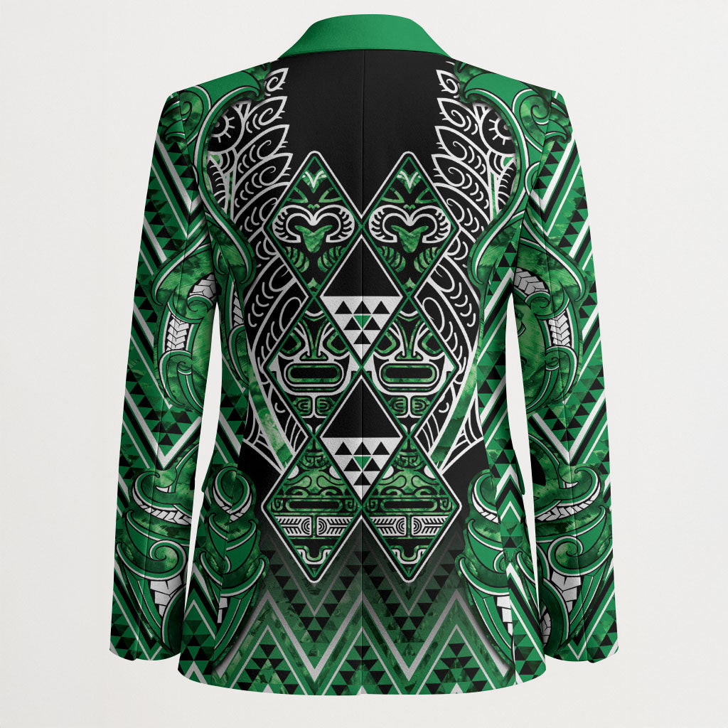 Aotearoa Ngati Maniapoto Blazer Maori Tribal Green Paua Shell Pattern