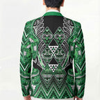 Aotearoa Ngati Maniapoto Blazer Maori Tribal Green Paua Shell Pattern